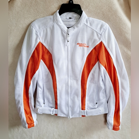 Women's Harley Davidson White and Orange Jacket - Picture 1 of 16